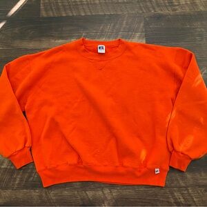 Vintage 90s Russell athletic bold orange pullover crewneck sweatshirt L *read